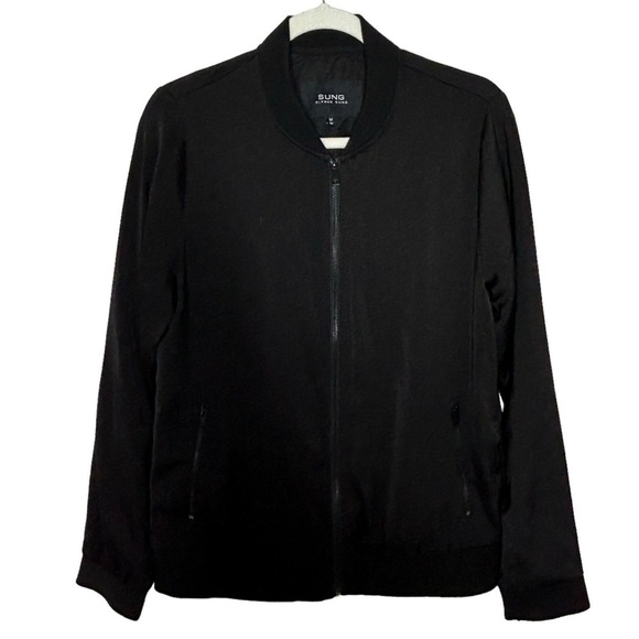 SUNG Alfred Sung Black Satin Bomber Style Jacket - Picture 2 of 12